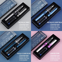 HKM-093779 Ergonomic Fountain Pen with EF Nib - Black and Blue, 16.1 cm Size