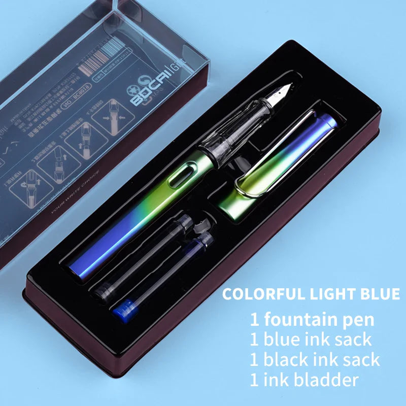 HKM-093779 Ergonomic Fountain Pen with EF Nib - Black and Blue, 16.1 cm Size