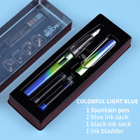 HKM-093779 Ergonomic Fountain Pen with EF Nib - Black and Blue, 16.1 cm Size