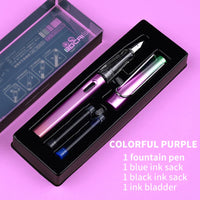 HKM-093779 Ergonomic Fountain Pen with EF Nib - Black and Blue, 16.1 cm Size