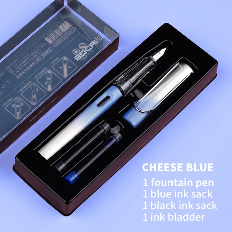 HKM-093779 Ergonomic Fountain Pen with EF Nib - Black and Blue, 16.1 cm Size