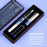 HKM-093779 Ergonomic Fountain Pen with EF Nib - Black and Blue, 16.1 cm Size
