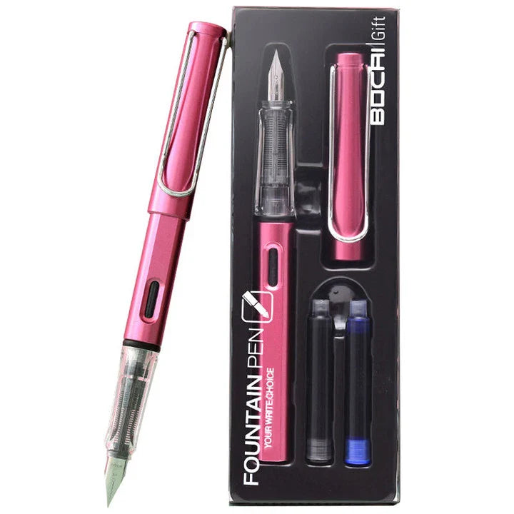 HKM-093779 Ergonomic Fountain Pen with EF Nib - Black and Blue, 16.1 cm Size