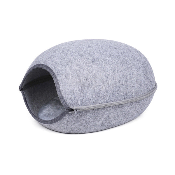 HKM-0938045 Light Grey Breathable Felt Pet Nest - Cozy Retreat for Your Feline or Canine Companion, 47x38x25cm