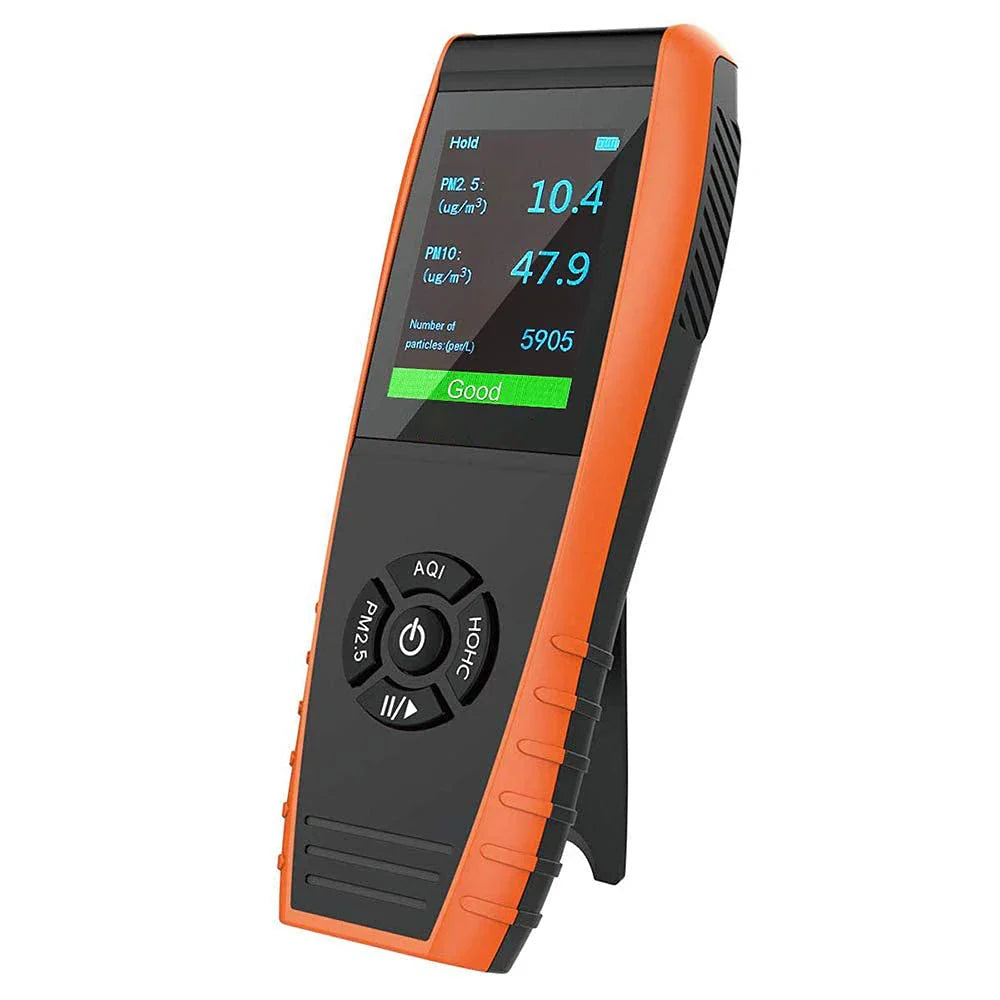 HKM-093843 Advanced Indoor/Outdoor Air Quality Monitor PM2.5 PM10 HCHO Temperature Humidity TVOC AQI with Data Export