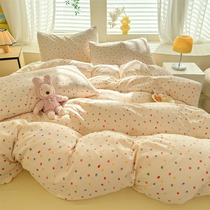 HKM-093971 Floral and Plant Print Washed Cotton 4-Piece Bedding Set - Multiple Sizes Available