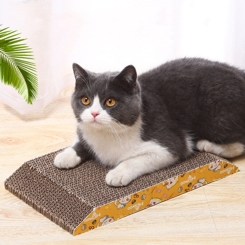 HKM-0939965 Trapezoidal Earth Brown Corrugated Cat Scratching Board - 36cm x 19.5cm x 3.5cm