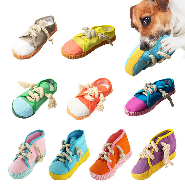 HKM-0940605 Pet Simulation Sounding Toy - Colorful Cloth Canvas Shoes for Interactive Play