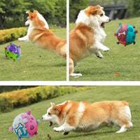 HKM-0941245 Interactive Soccer Ball Dog Toy with Straps for Tug of War and Water Play, Durable Design for Medium Dogs