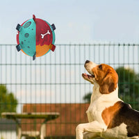HKM-0941245 Interactive Soccer Ball Dog Toy with Straps for Tug of War and Water Play, Durable Design for Medium Dogs