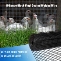 HKM-0941373 24 Inch x 50 Ft Black Vinyl Coated Hardware Cloth - 21 Gauge Metal Fencing for Poultry, Garden & Home Use