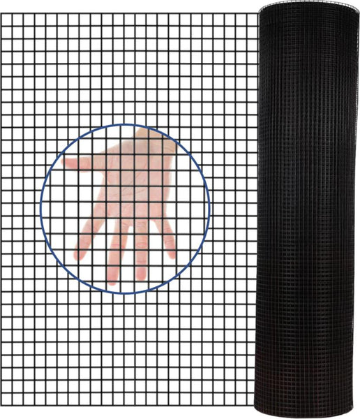 HKM-0941373 24 Inch x 50 Ft Black Vinyl Coated Hardware Cloth - 21 Gauge Metal Fencing for Poultry, Garden & Home Use