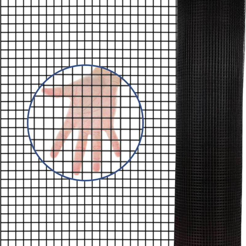 HKM-0941373 24 Inch x 50 Ft Black Vinyl Coated Hardware Cloth - 21 Gauge Metal Fencing for Poultry, Garden & Home Use