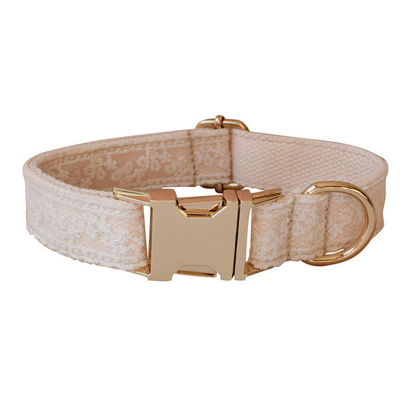 HKM-0941757 Classic Lace Dog Collar with Metal Buckle and Adjustable Leash Set