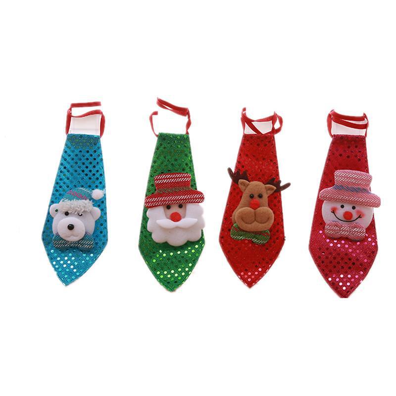 HKM-0942013 Christmas-Themed Sequin Tie Decorations - Old Man, Snowman, Elk, Bear - 20x8cm