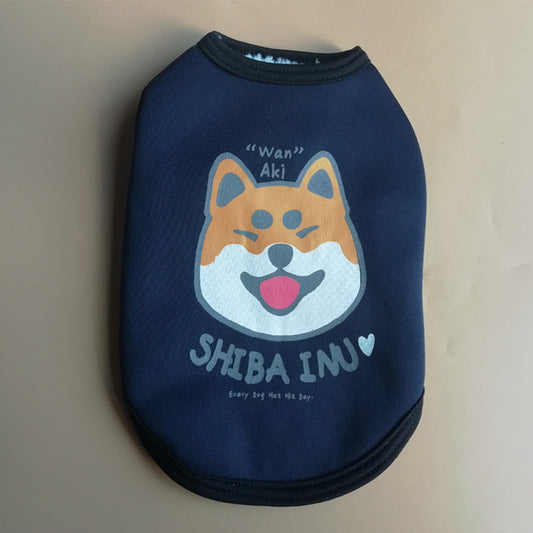 HKM-0942141 Cozy Blue Dog Head Cartoon Print Vest for All Breeds, Plus Velvet Material