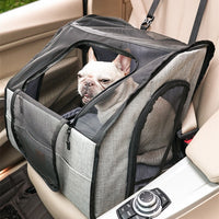 HKM-0943421 Portable Waterproof Pet Cage with Adjustable Car Seat Belt and Durable Dog Mat