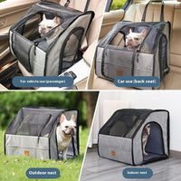 HKM-0943421 Portable Waterproof Pet Cage with Adjustable Car Seat Belt and Durable Dog Mat