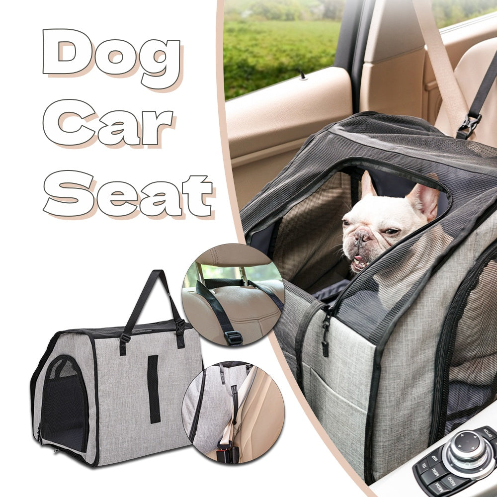 HKM-0943421 Portable Waterproof Pet Cage with Adjustable Car Seat Belt and Durable Dog Mat