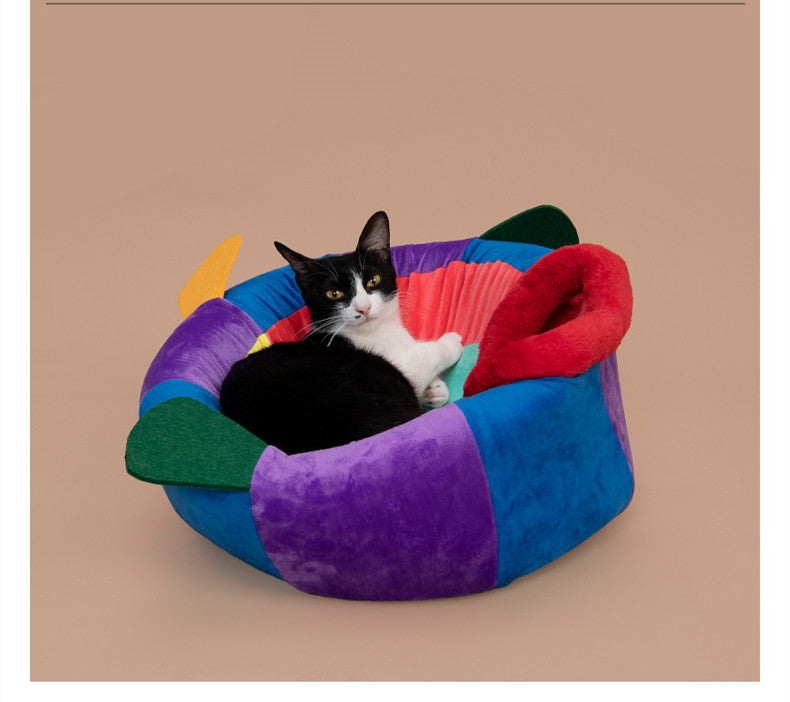 HKM-0943805 Cozy Pufferfish Pet Bed for Cats and Dogs - Winter Warm Litter Mat, Soft Polyester Fiber, 545x505x345mm