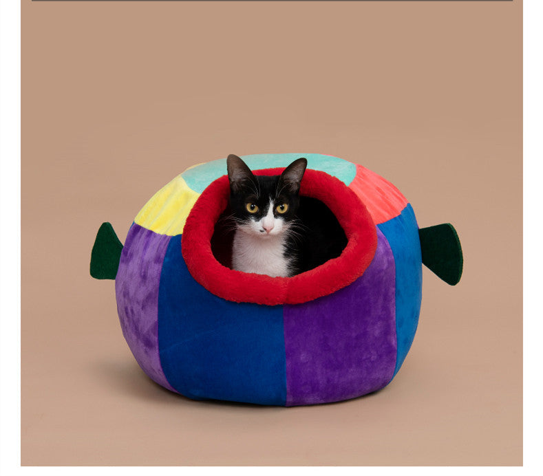 HKM-0943805 Cozy Pufferfish Pet Bed for Cats and Dogs - Winter Warm Litter Mat, Soft Polyester Fiber, 545x505x345mm