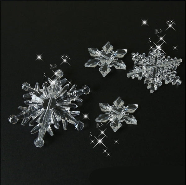 HKM-094419 10PCS Christmas Snowflake Ornaments - Acrylic DIY Bead Curtain Decor for Home