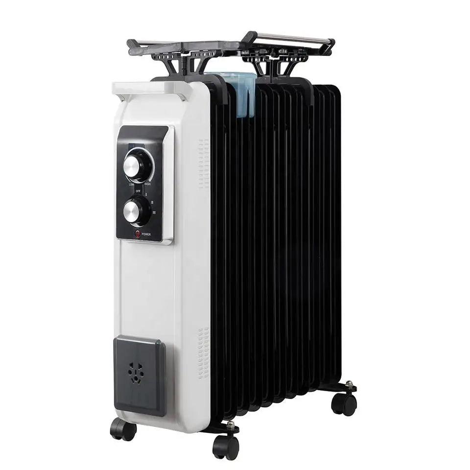 HKM-094419 Adjustable Thermostat Oil Filled Electric Radiator Heater - 1800W Freestanding Heating for Residential and Commercial Use