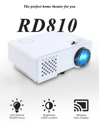 HKM-094483 Compact Mini Projector RD-810 - 800x480 Resolution for Home & Outdoor Use