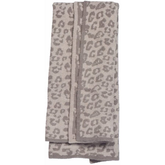 HKM-094483 Knitted Leopard Print Blanket in Soft Elastic Wool - 130 x 180 cm