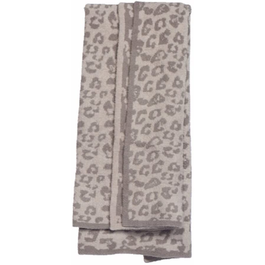 HKM-094483 Knitted Leopard Print Blanket in Soft Elastic Wool - 130 x 180 cm
