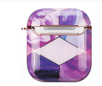 HKM-094547 Electroplated Gold Marble IMD Protective Cover for AirPods Pro - Generation 3, PC Hard Case