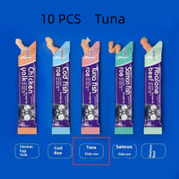 HKM-0945597 Nutritious Cat Strips - Chicken & Egg Yolk, Cod & Fish Roe, Tuna & Fish Seeds, Salmon & Fish Seeds, Abalone & Fish Seeds, 16g Pack