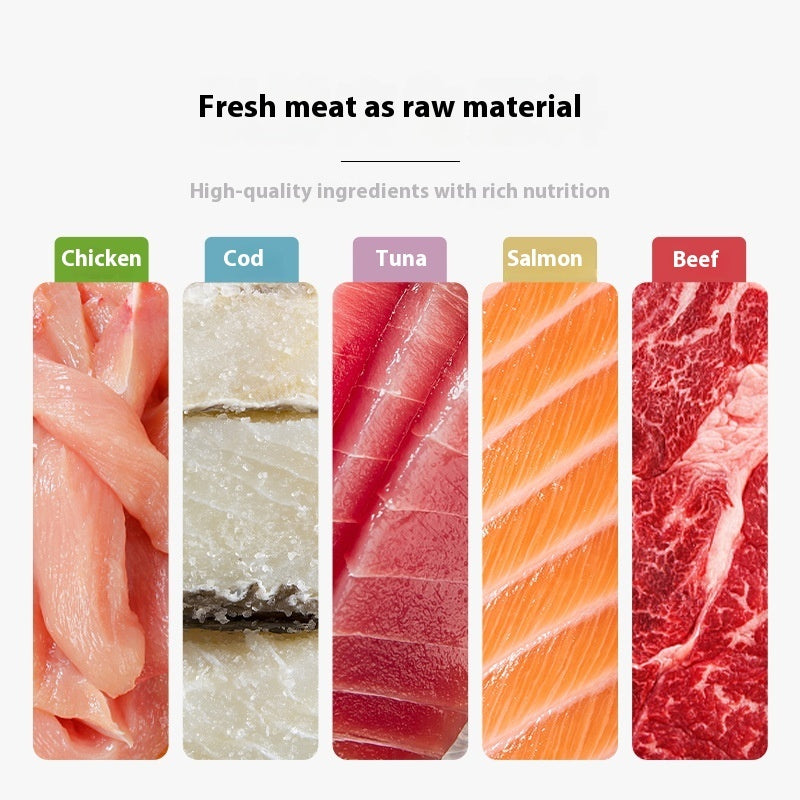 HKM-0945597 Nutritious Cat Strips - Chicken & Egg Yolk, Cod & Fish Roe, Tuna & Fish Seeds, Salmon & Fish Seeds, Abalone & Fish Seeds, 16g Pack