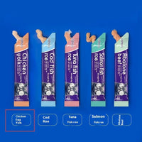 HKM-0945597 Nutritious Cat Strips - Chicken & Egg Yolk, Cod & Fish Roe, Tuna & Fish Seeds, Salmon & Fish Seeds, Abalone & Fish Seeds, 16g Pack