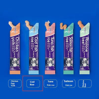 HKM-0945597 Nutritious Cat Strips - Chicken & Egg Yolk, Cod & Fish Roe, Tuna & Fish Seeds, Salmon & Fish Seeds, Abalone & Fish Seeds, 16g Pack