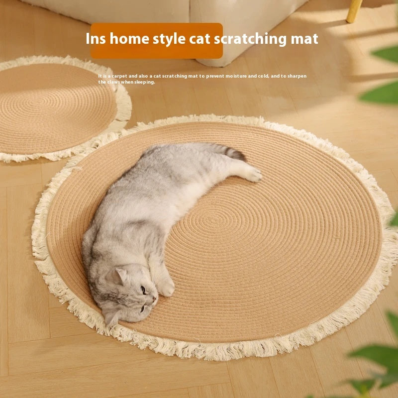 HKM-0945725 Wear-Resistant Scratch-Resistant Integrated Cat Nest with Cotton Mattress and Natural Papyrus Padding