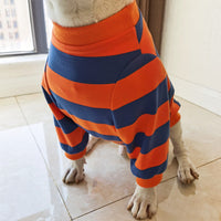 HKM-0946109 Cute Striped Pet T-Shirt in Orange and Blue for Dogs, Available in Sizes S to 3XL