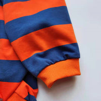 HKM-0946109 Cute Striped Pet T-Shirt in Orange and Blue for Dogs, Available in Sizes S to 3XL