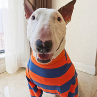 HKM-0946109 Cute Striped Pet T-Shirt in Orange and Blue for Dogs, Available in Sizes S to 3XL