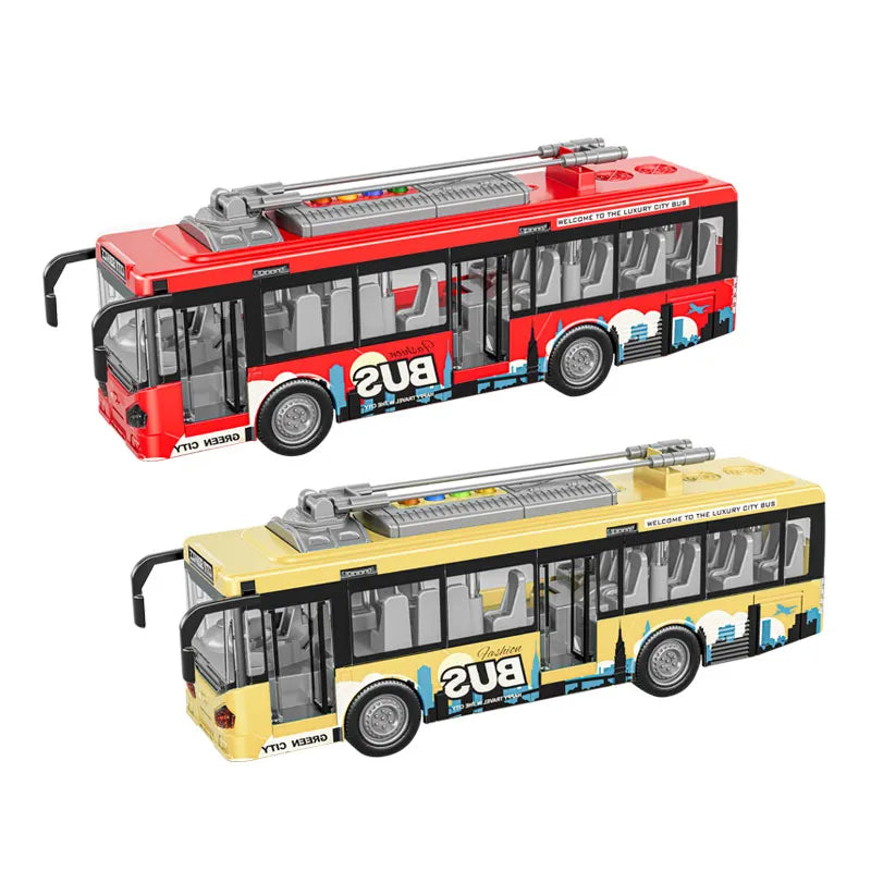 HKM-094611 1:16 Friction Bus Toy with Lights and Sounds for Kids Aged 5-7