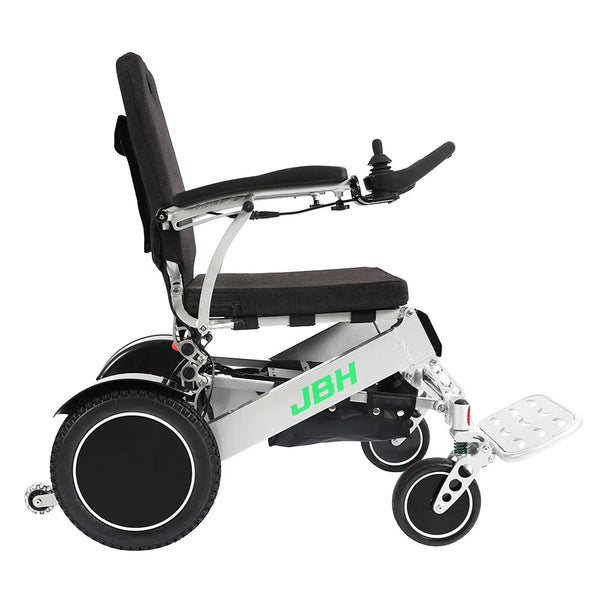 HKM-1569235 Heavy-Duty Folding Electric Wheelchair Dual 250W Motors 24V 12Ah Battery 12.4 Mile Range 440 lb Capacity Aluminum