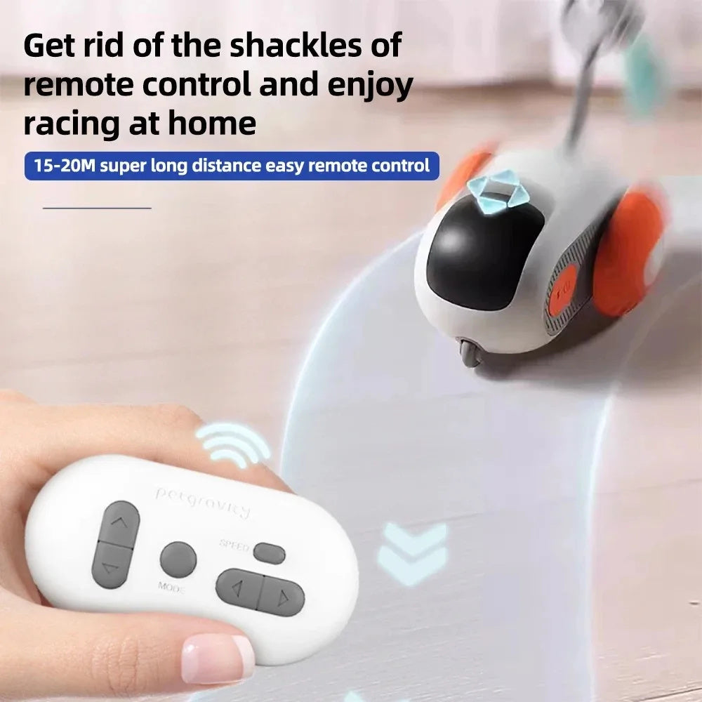 HKM-0947005 Automatic Moving Remote Controlled Toy Car for Cats and Dogs with Obstacle Avoidance and USB Charging