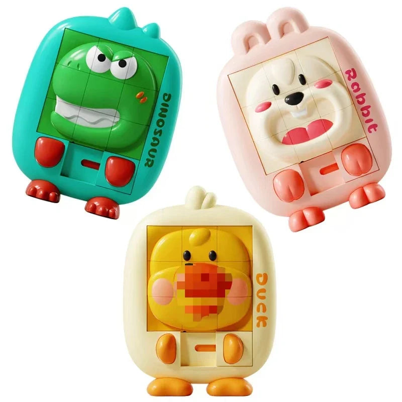 HKM-094803 3D Cartoon Animal Puzzle Toy – Cute Dinosaur & Bunny Huarong Road Game for Kids Ages 2 and Up