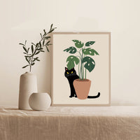 HKM-094803 Cute Cartoon Cat Canvas Wall Art - Modern Decorative Painting in Frameless Rectangular Design