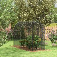 HKM-094803 Galvanized Steel Fruit Cage with Zipped Door - Plant Protection Tent, 1.2x2.4x1.9m, Black
