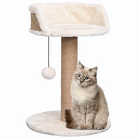 HKM-0948797 Cozy Cat Tree with Seagrass Scratching Post and Hanging Toy, 49 cm Height