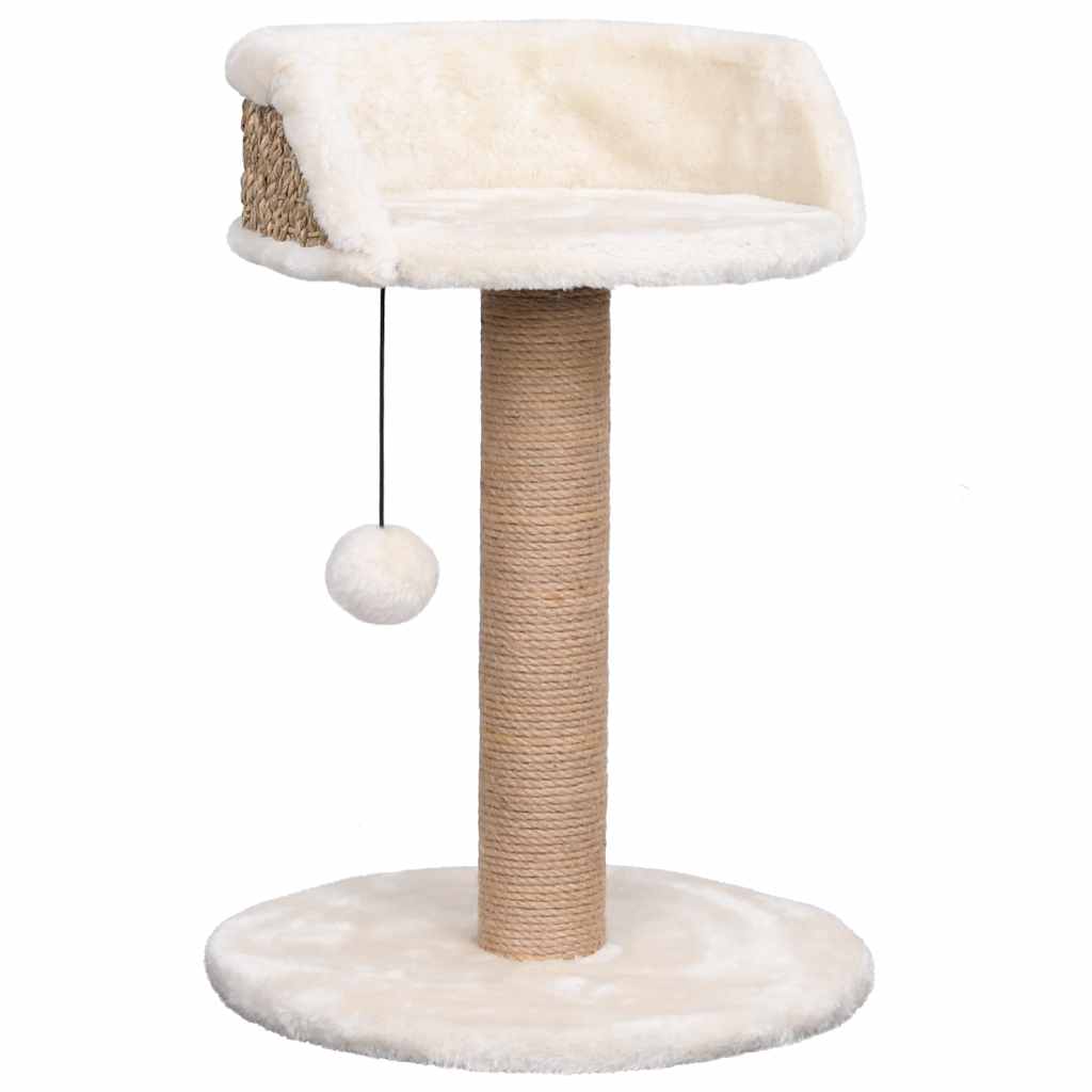 HKM-0948797 Cozy Cat Tree with Seagrass Scratching Post and Hanging Toy, 49 cm Height