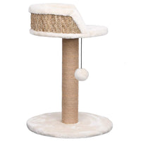 HKM-0948797 Cozy Cat Tree with Seagrass Scratching Post and Hanging Toy, 49 cm Height