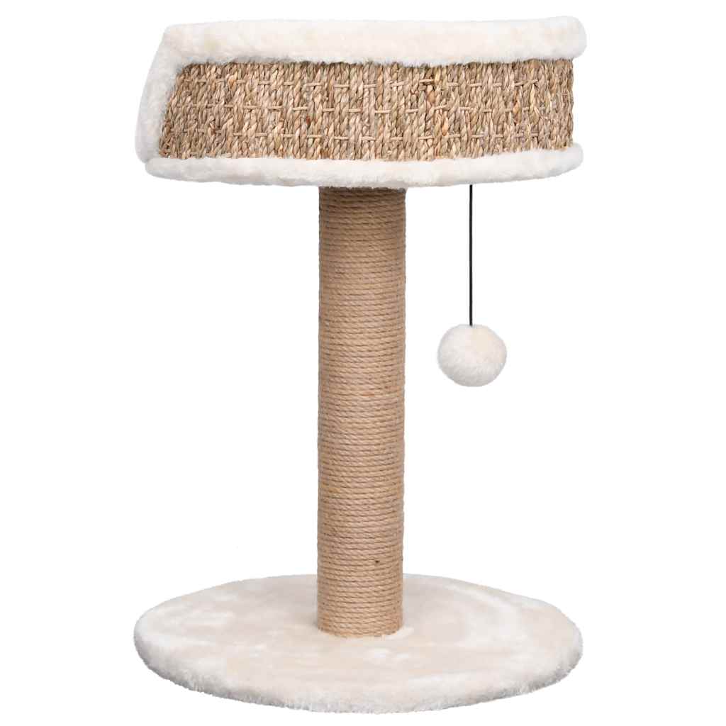 HKM-0948797 Cozy Cat Tree with Seagrass Scratching Post and Hanging Toy, 49 cm Height