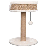 HKM-0948797 Cozy Cat Tree with Seagrass Scratching Post and Hanging Toy, 49 cm Height